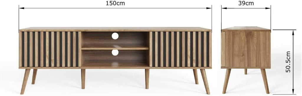 GFW Louvered 2 Door TV Unit - Oak