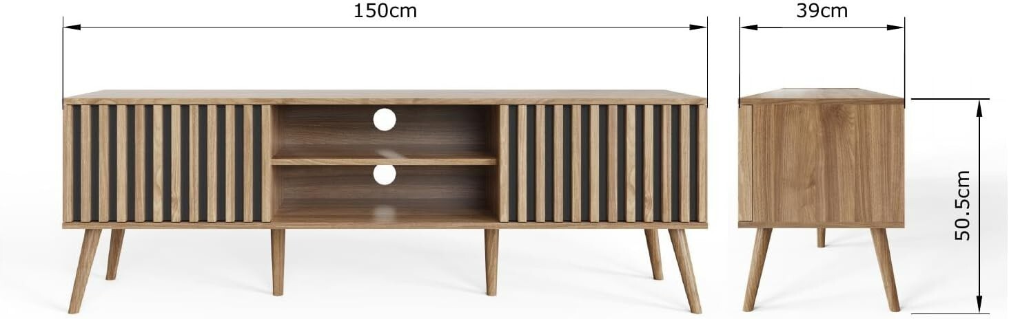 GFW Louvered 2 Door TV Unit - Oak