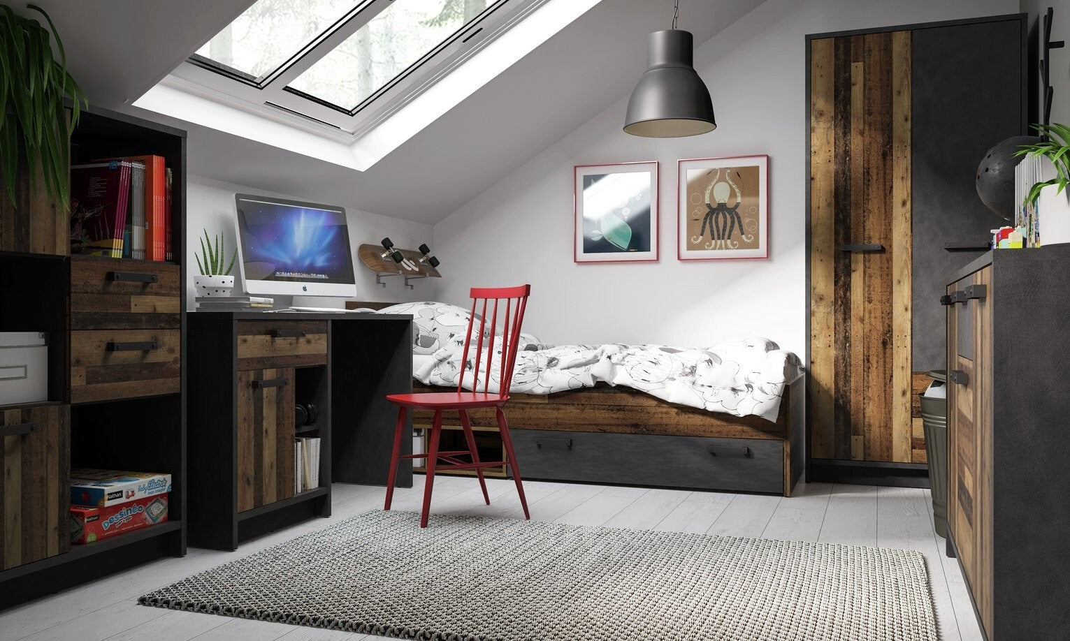 Nubi 3 Door 1 Drawer Chest - Wood Effect ( B Grade 38854 - 38856 )