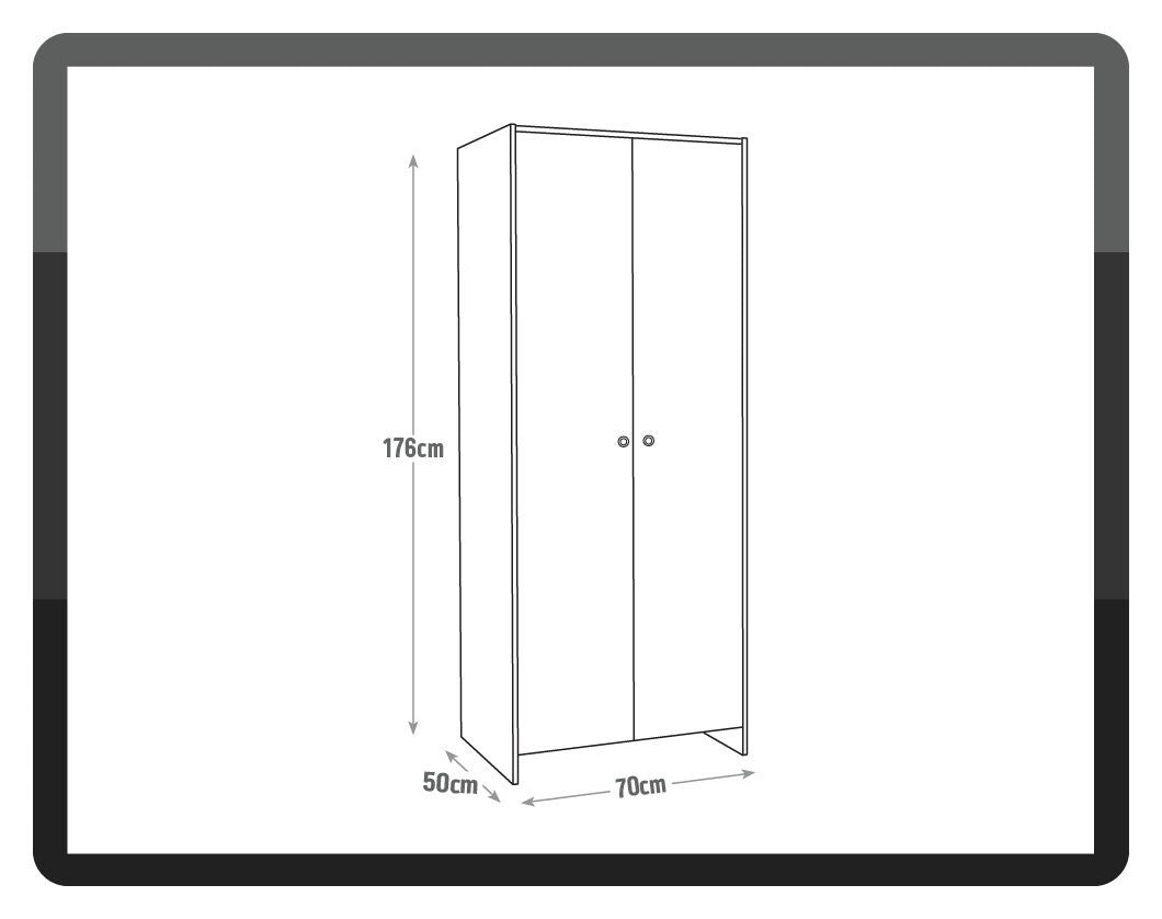 Seville 2 Door Wardrobe - White (B Grade) | White Bedroom Storage Cupboard Unit
