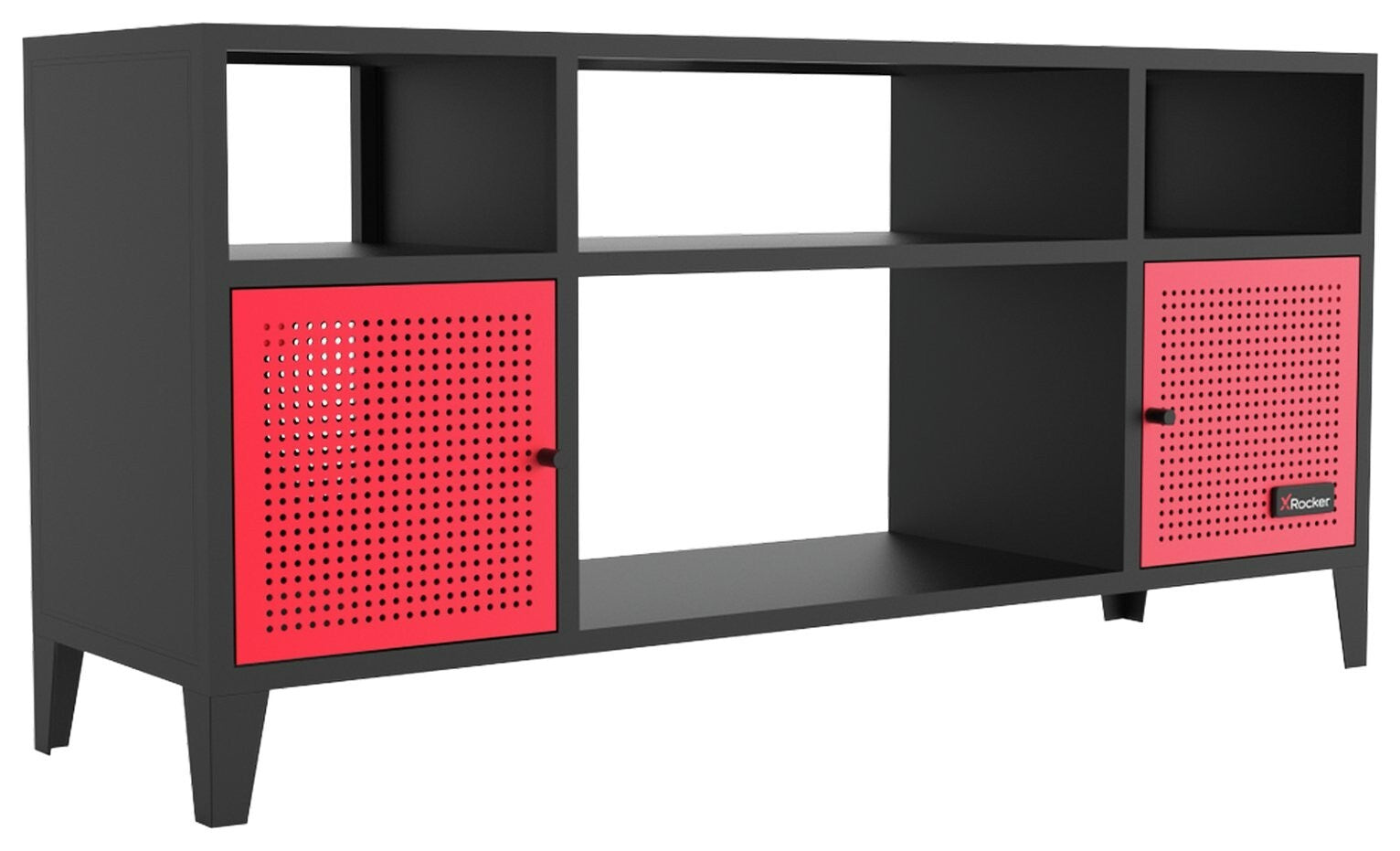 X Rocker Mesh-Tek 2 Door TV Unit - Black & Red