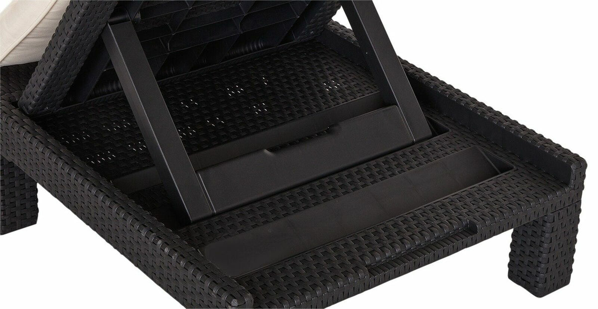 Daytona Rattan Effect Sun Lounger - Graphite | Outdoor Patio Recliner for Garden