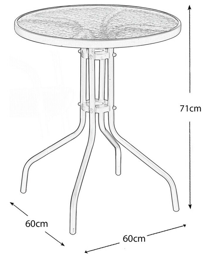 2 Seater Balcony Table Glass - Grey