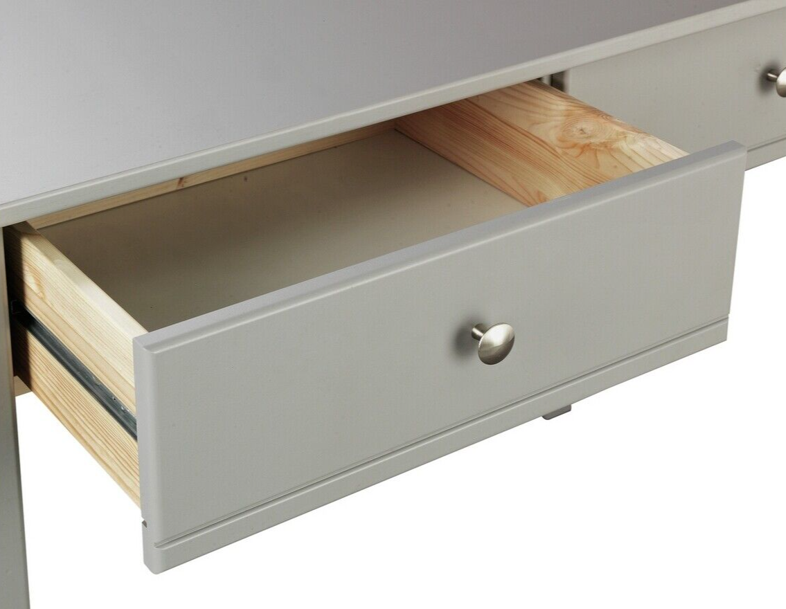 Brooklyn 2 Drawer Desk Grey | Compact Home Office Study Writing Table Furniture