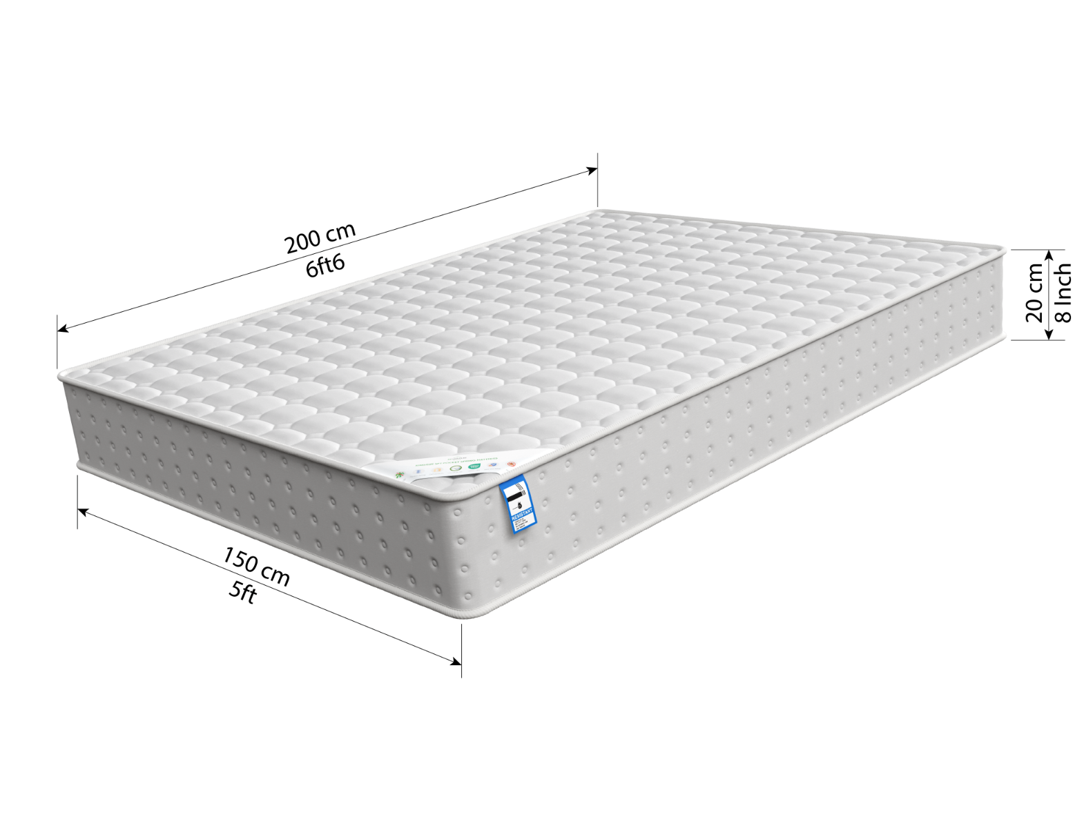 JD Furniture Orthopaedic Kingsize 5FT Mattress Pocket Sprung - For Kids & Adults