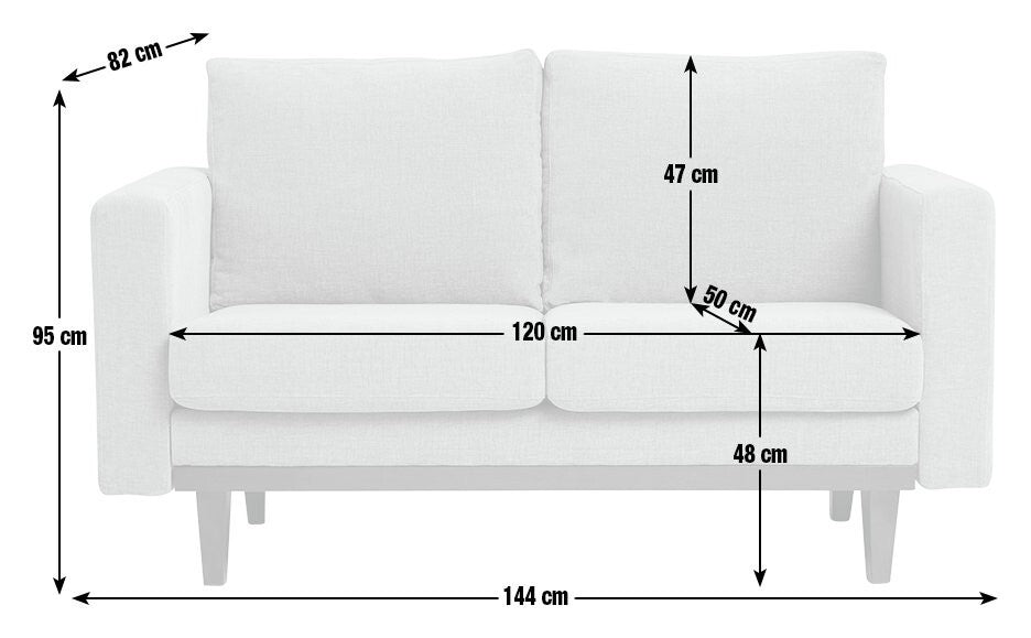 Della Fabric 2 Seater Sofa - Natural
