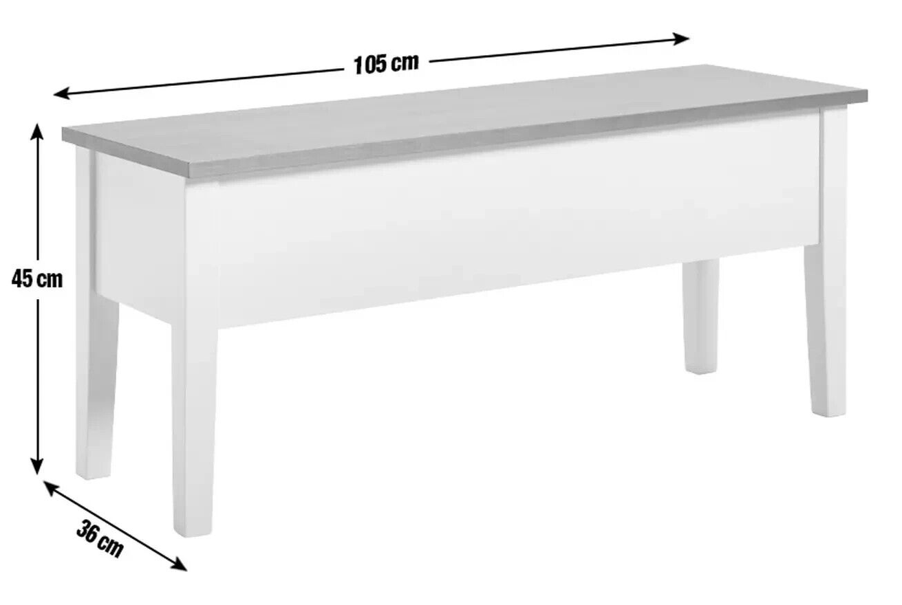 Chicago Solid Wood Storage Bench - Off White