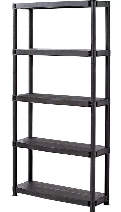 5 Tier Plastic Shelving Unit | Storage Rack for Garage Shed or Home Organization