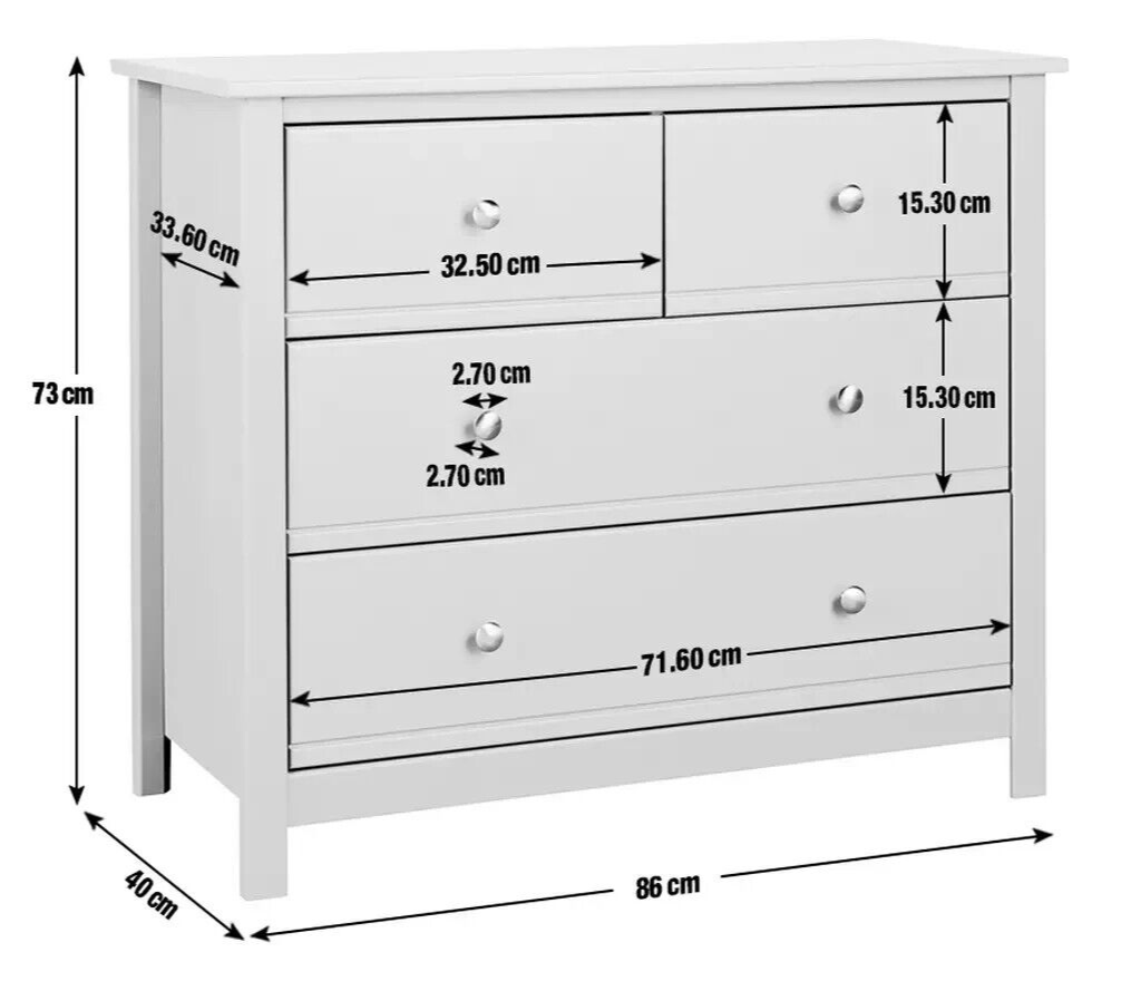 Brooklyn 2+2 Chest of Drawers- White
