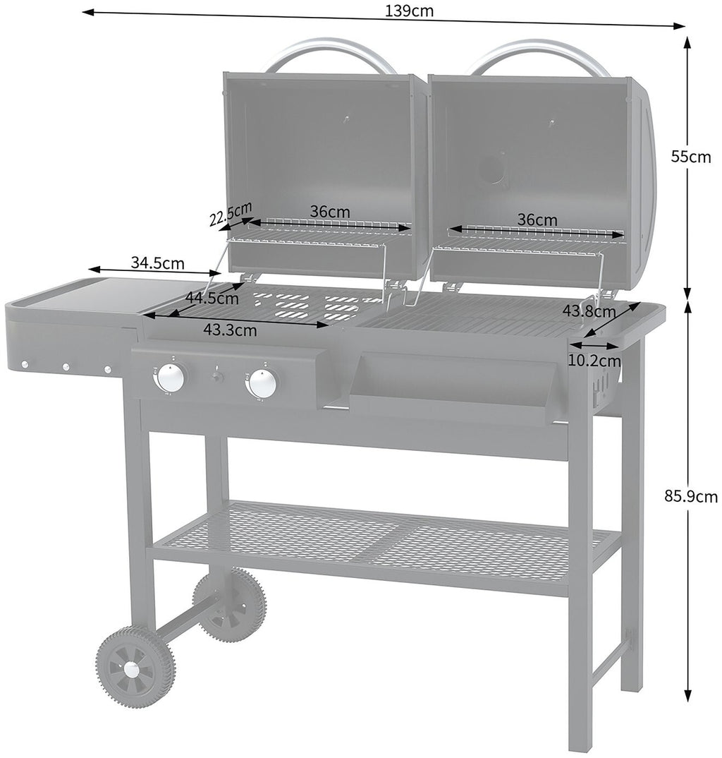 2 Burner Gas And Charcoal BBQ
