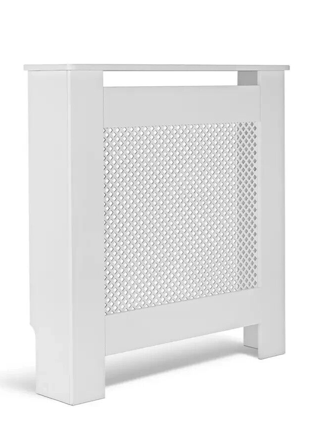 Habitat Odell Mini Radiator Cover White | Lattice Panel MDF Cabinet Heater Cover