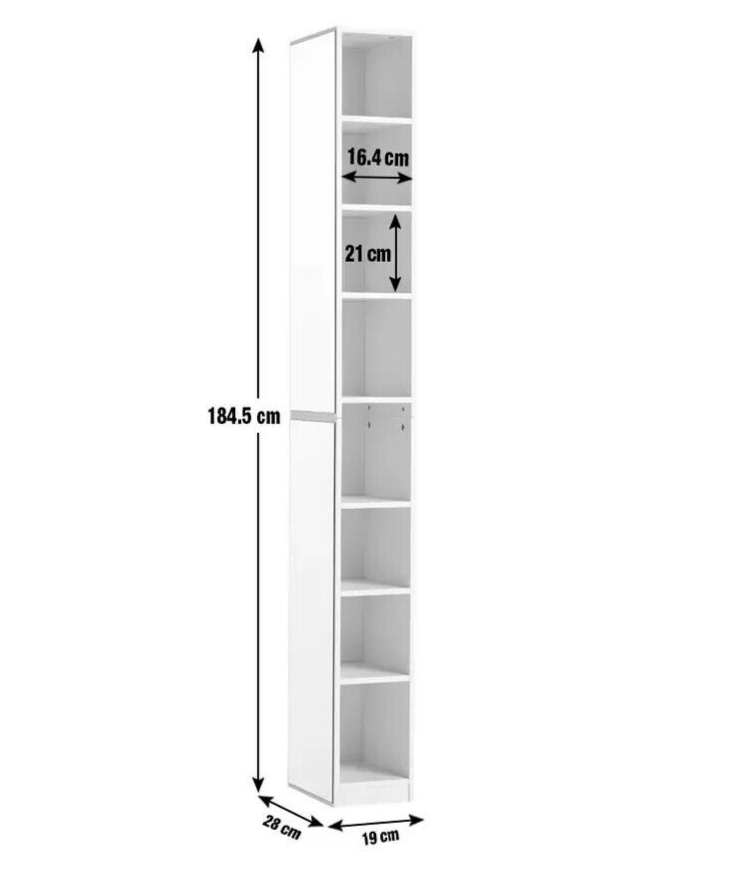 Prime Mirrored Narrow Tallboy - White