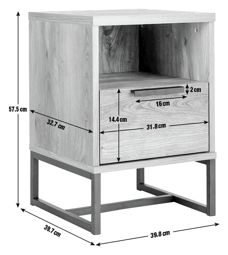 Nomad 1 Drawer Bedside Table - Black