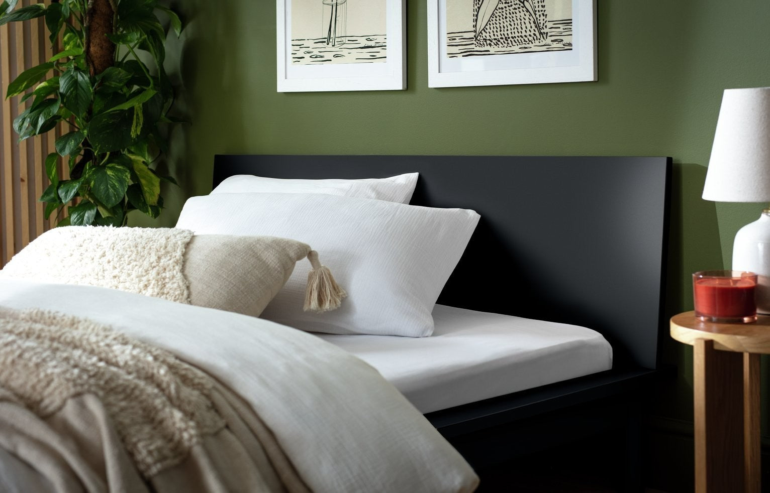 Akio Double Wooden Platform Bed Frame - Black | minimalist bed frame