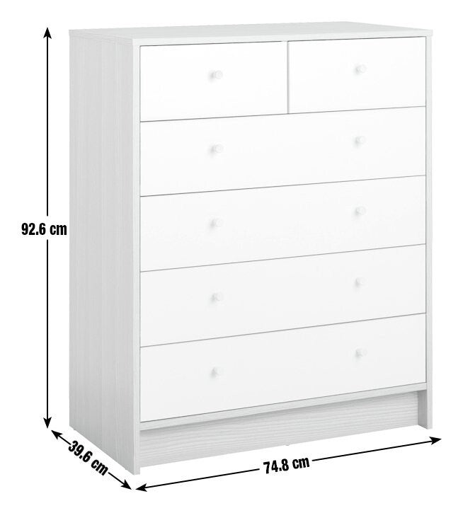 Kids Malibu 4+2 Drawer Chest - White & Acacia
