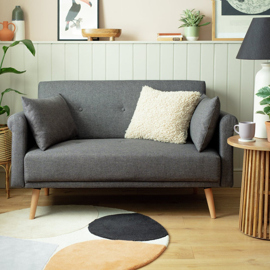 Habitat Evie 2 Seater Fabric Sofa in a Box - Charcoal| Compact Living Room Couch