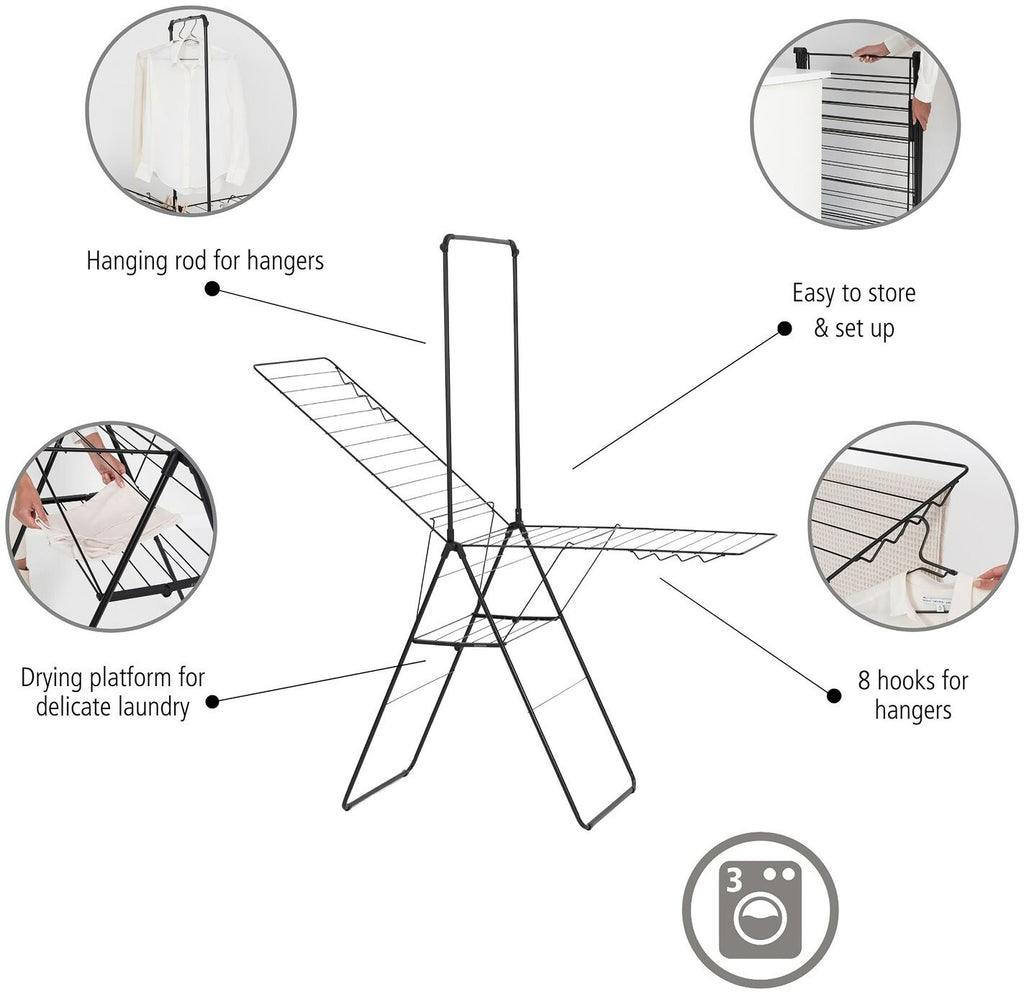 Brabantia 25m Hang On Clothes Airer with Rod - Black