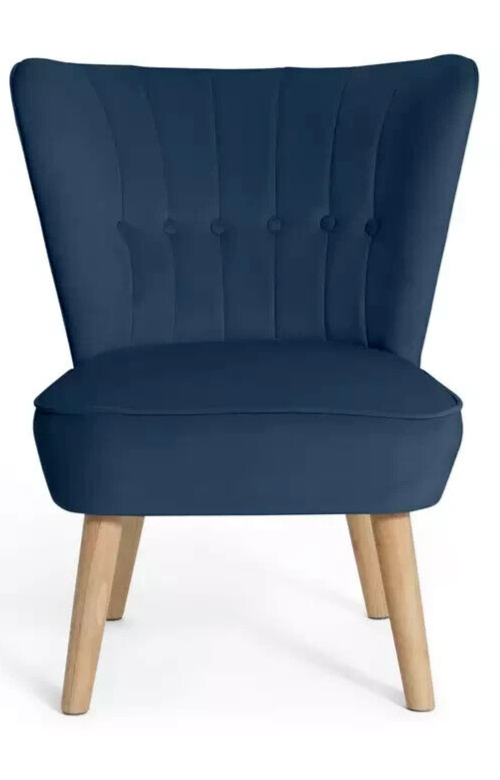 Habitat Alexis Velvet Cocktail Chair - Navy