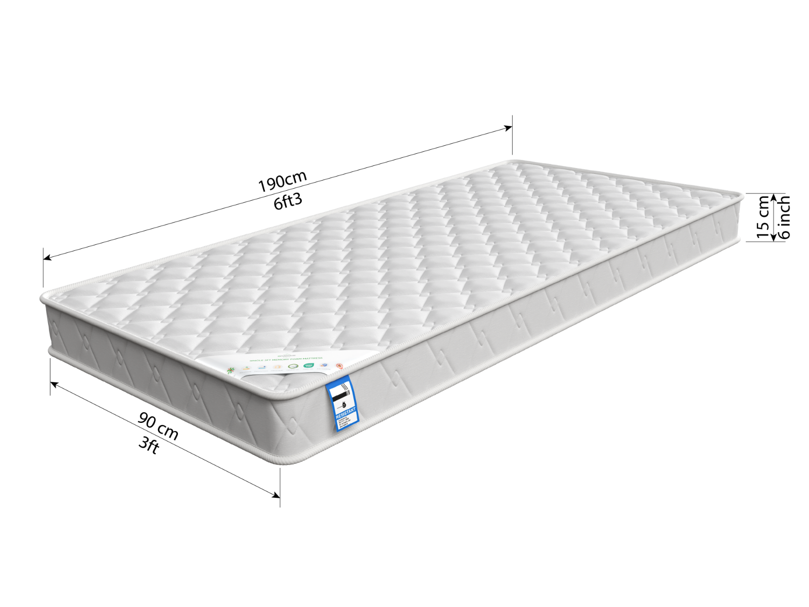 JD Furniture Kids Single 3FT Memory Foam Mattress - Bunk Bed Safe - Any Age