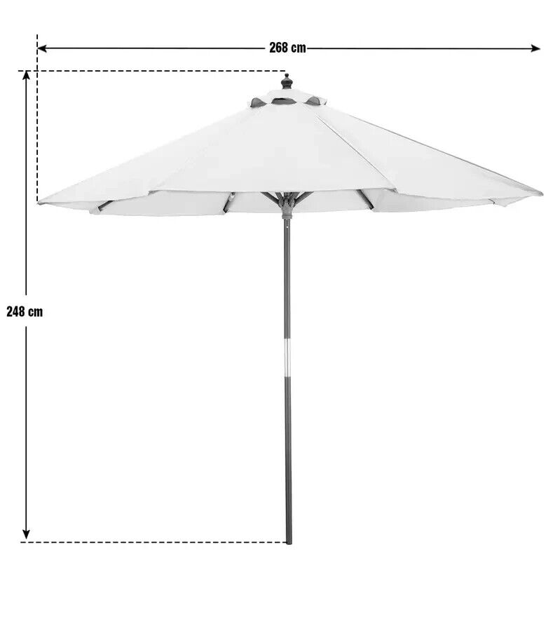 Home 2.7m Water Repellent Garden Parasol - Cream | Outdoor Patio Shade Umbrella