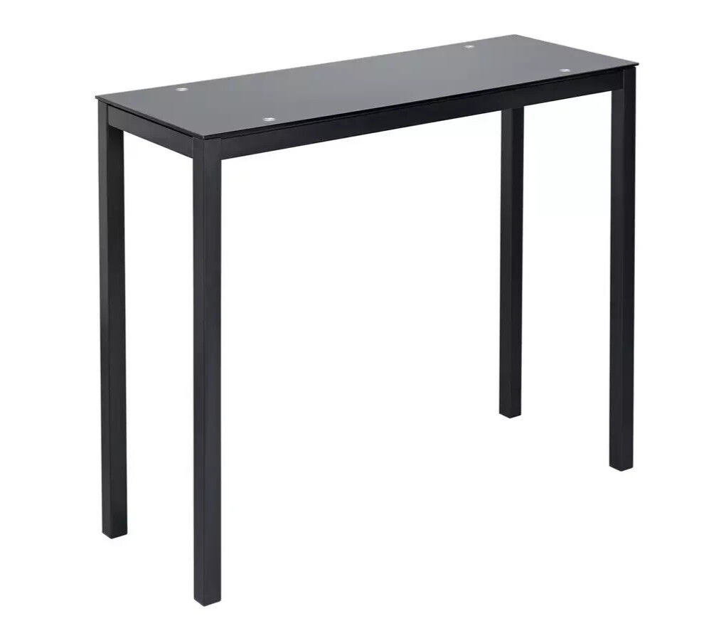 Lido Glass Dining Bar Table and 2 Chairs Black 110cm For Kitchen or Living Room
