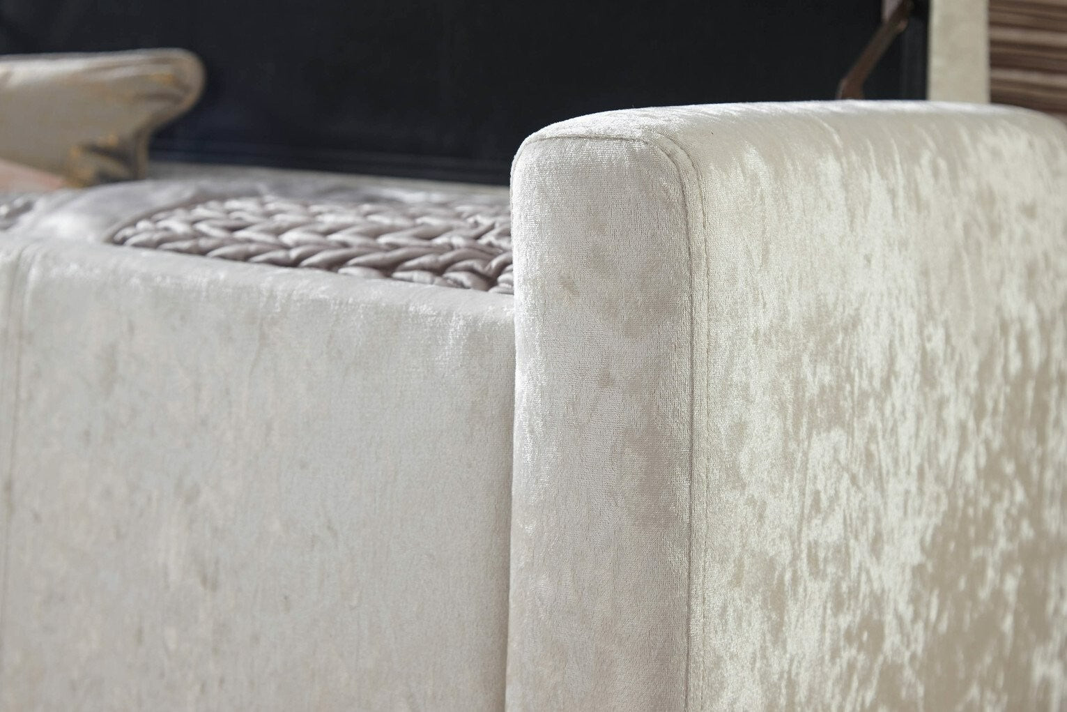 GFW Verona Velvet Ottoman Bench - White