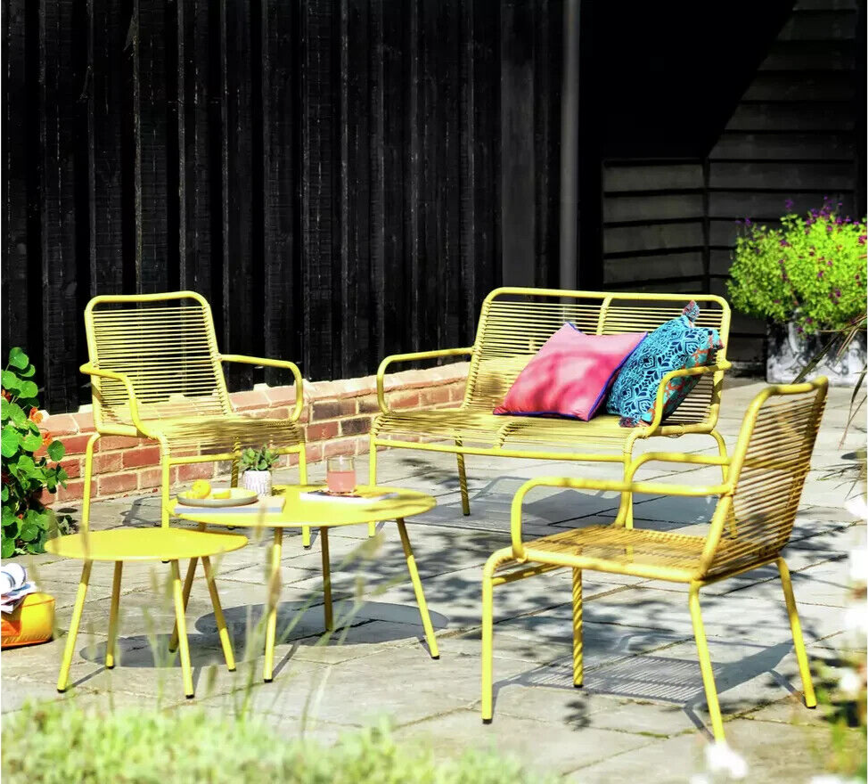 Habitat Ipanema 4 Seater Metal Garden Sofa Set - Yellow