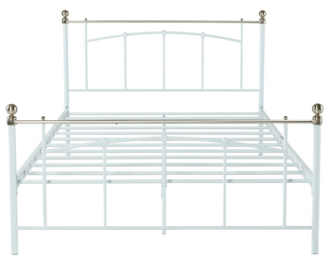 Yani Small Double Metal Bed Frame - White | Classic  Underbed Storge