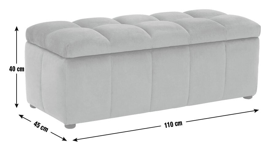 Habitat Maisie Large Storage Ottoman Box Velvet Blue | Bedroom Bench Upholstered