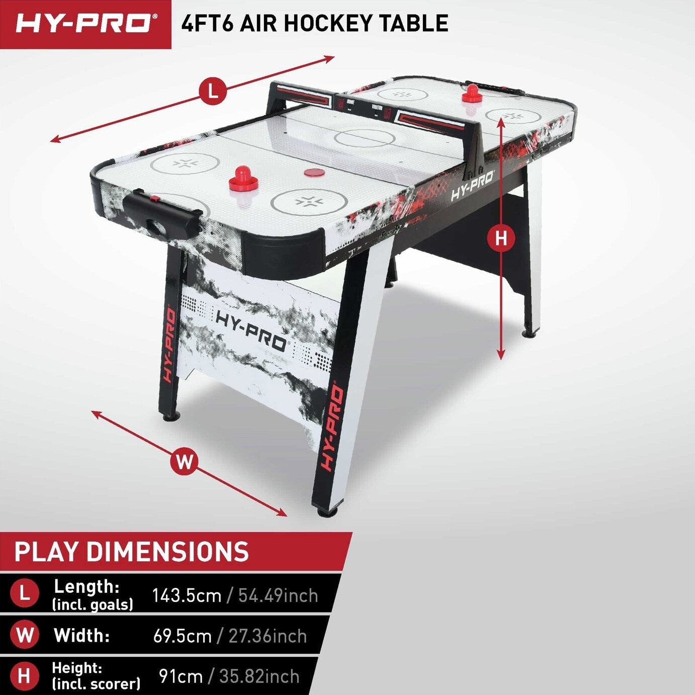 Hy-Pro 4ft 6in Air Hockey Table with LED Score Bar