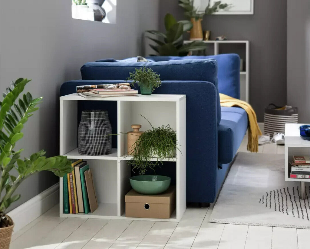 Home Squares 4 Cube Storage Unit - White | Modular Organizer Shelf Living Bed