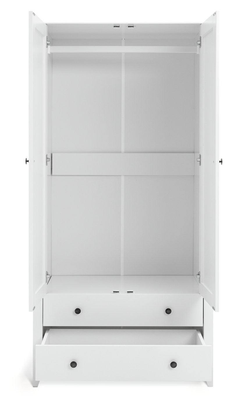 Minato 2 Door 2 Drawer Wardrobe - White ( B Grade )