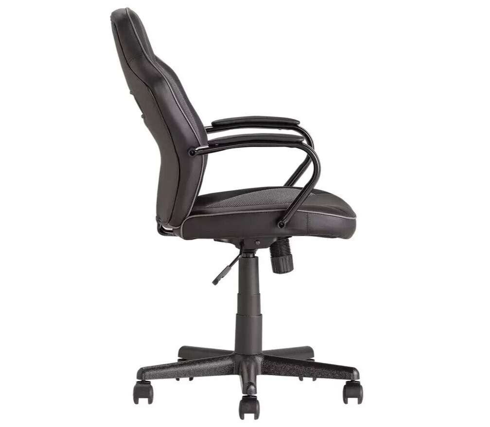 Faux Leather Mid Back Gaming Chair - Black