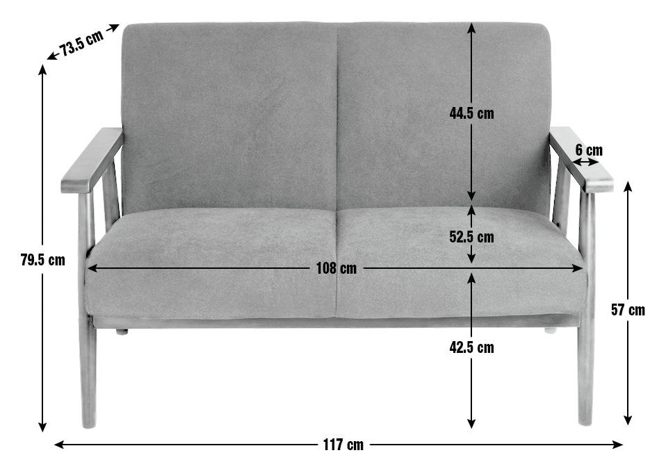 Home Watson Fabric 2 Seater Sofa - Grey | Modern fabric sofa