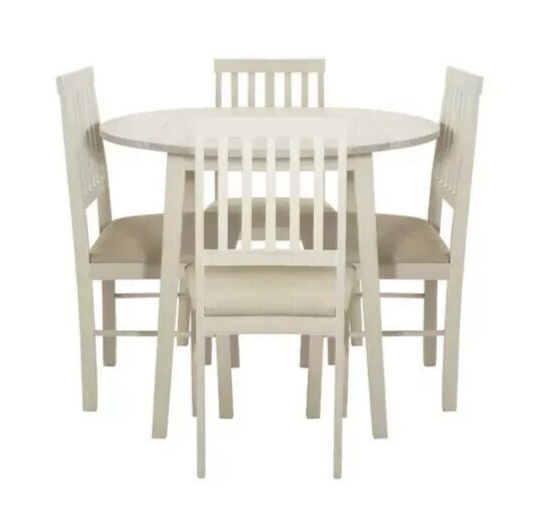 Kendal Solid Wood Extending Table & 4 Oak Chairs White Wash