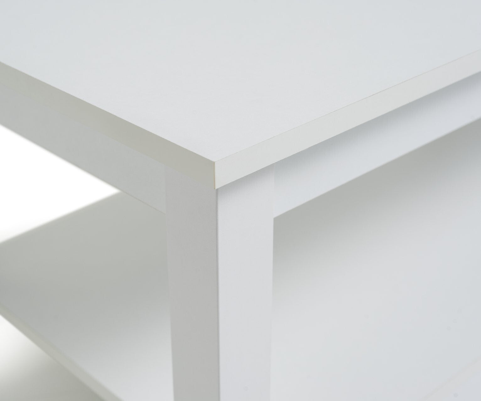 Home Malibu Coffee Table - White | Rectangular Living Room Table Storage Shelf