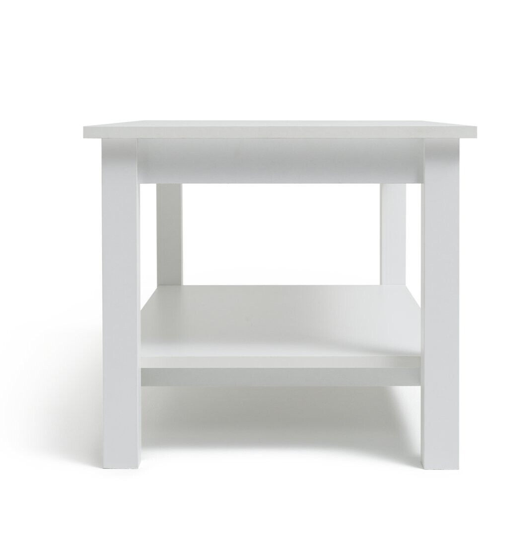 Home Malibu Coffee Table - White | Rectangular Living Room Table Storage Shelf