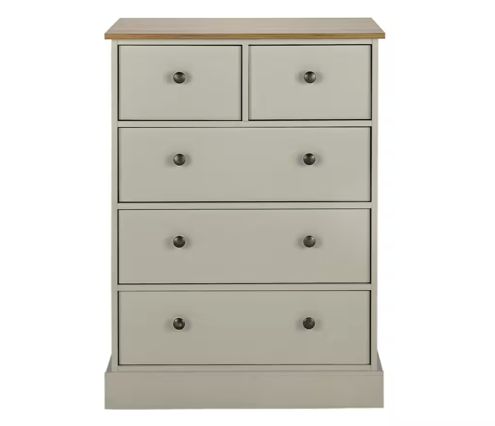 Kensington 3+2 Drw Chest - Soft Grey & Oak Effect
