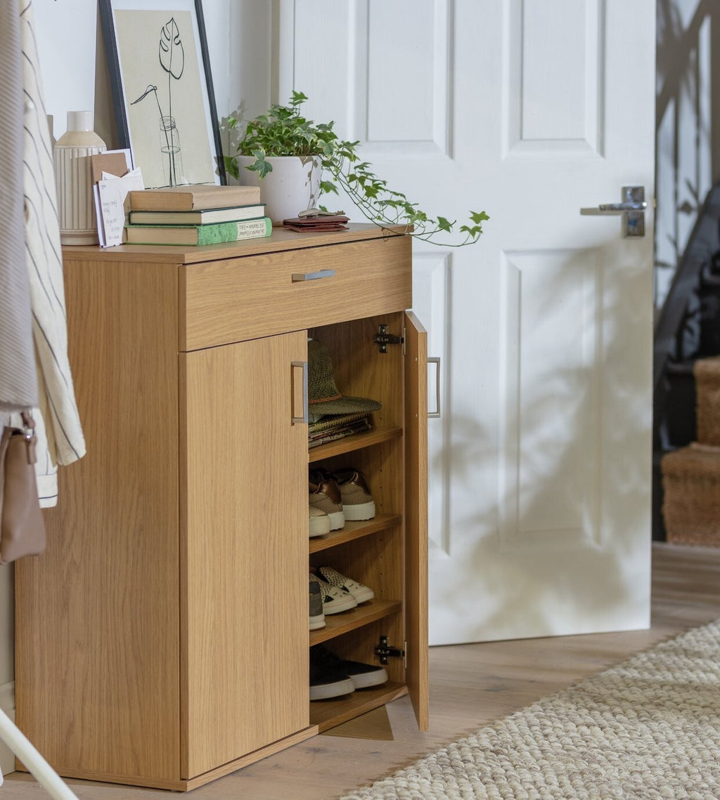 Venetia Shoe Storage Cabinet - Oak Effect