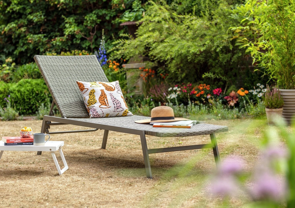 Tahiti Rattan Effect Sun Lounger - Grey