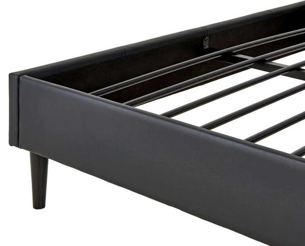 Skylar Modern Double Bed Frame Metal Slats For Bedroom 4FT6 With Mattress- Black