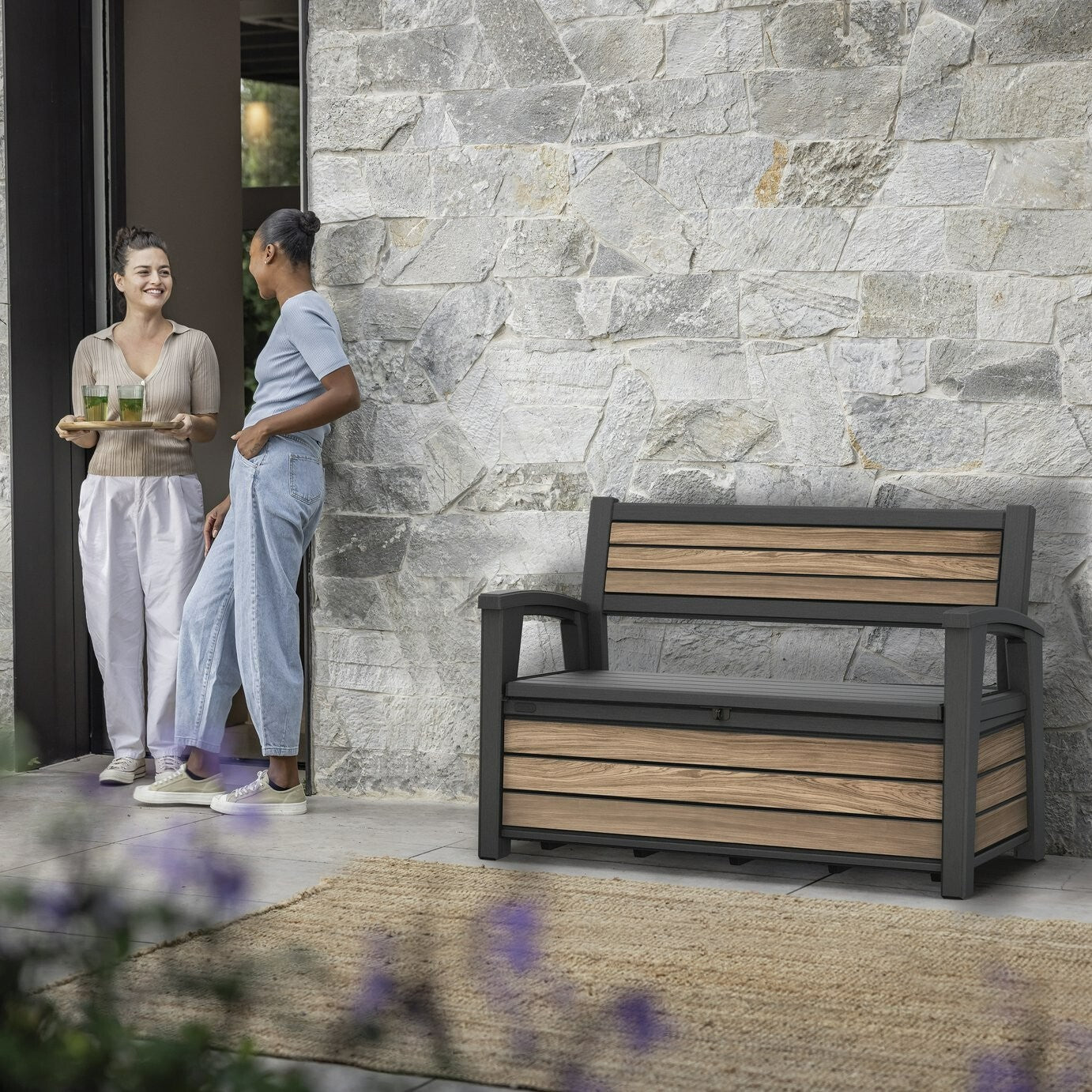 Keter Signature Storage Bench, Oak