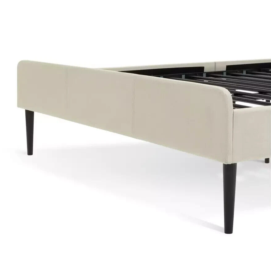 Home Kristopher Double Fabric Bed Frame - Cream | Cream Upholstered Bed Modern