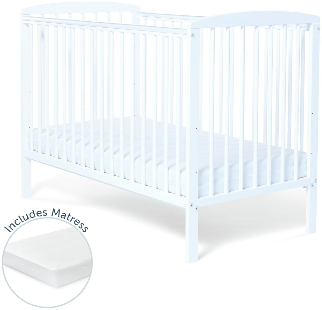 Baby Elegance Starlight Baby Cot with Mattress - White