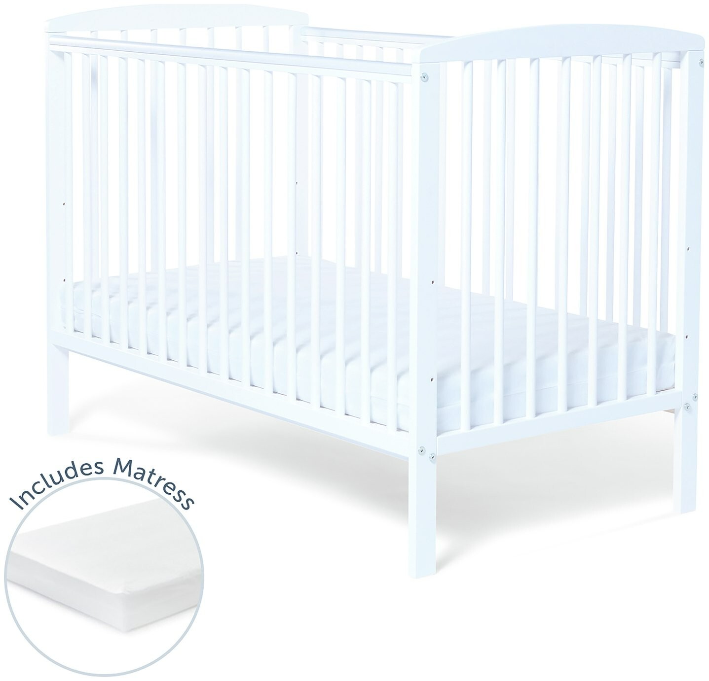Baby Elegance Starlight Baby Cot with Mattress - White