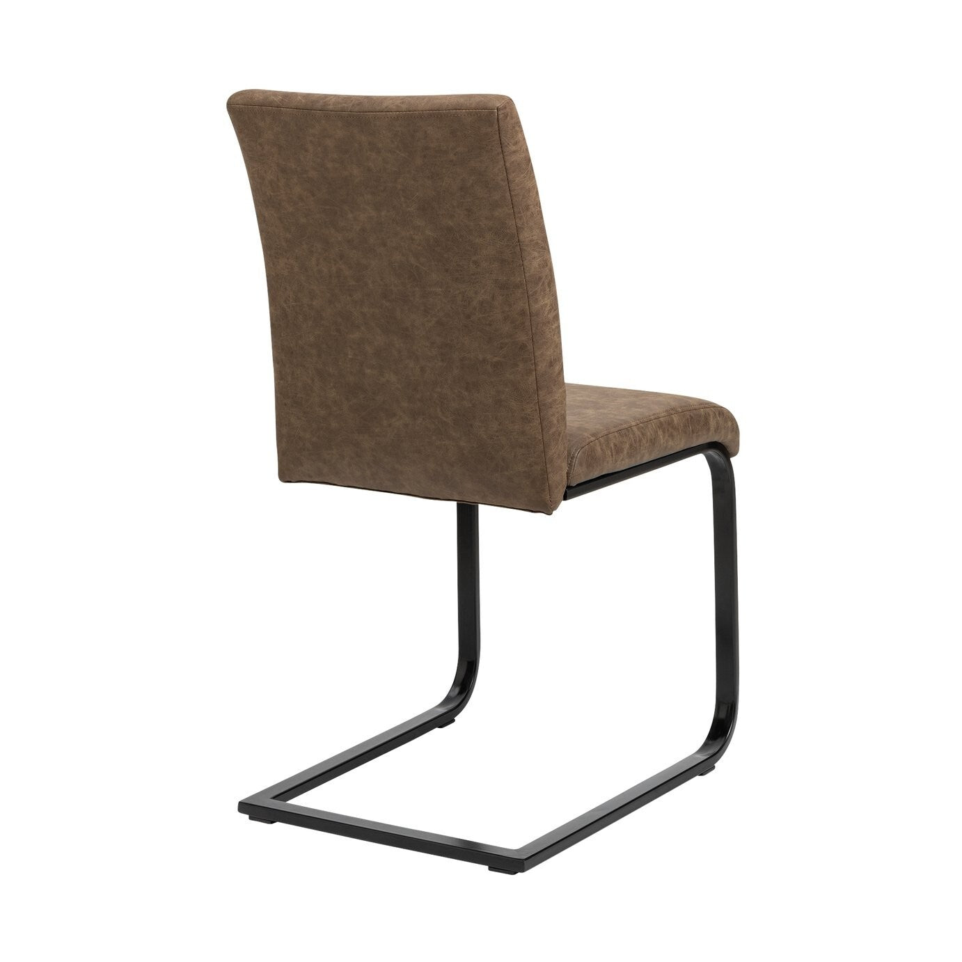 Bronson Pair of Faux Leather Dining Chairs- Brown