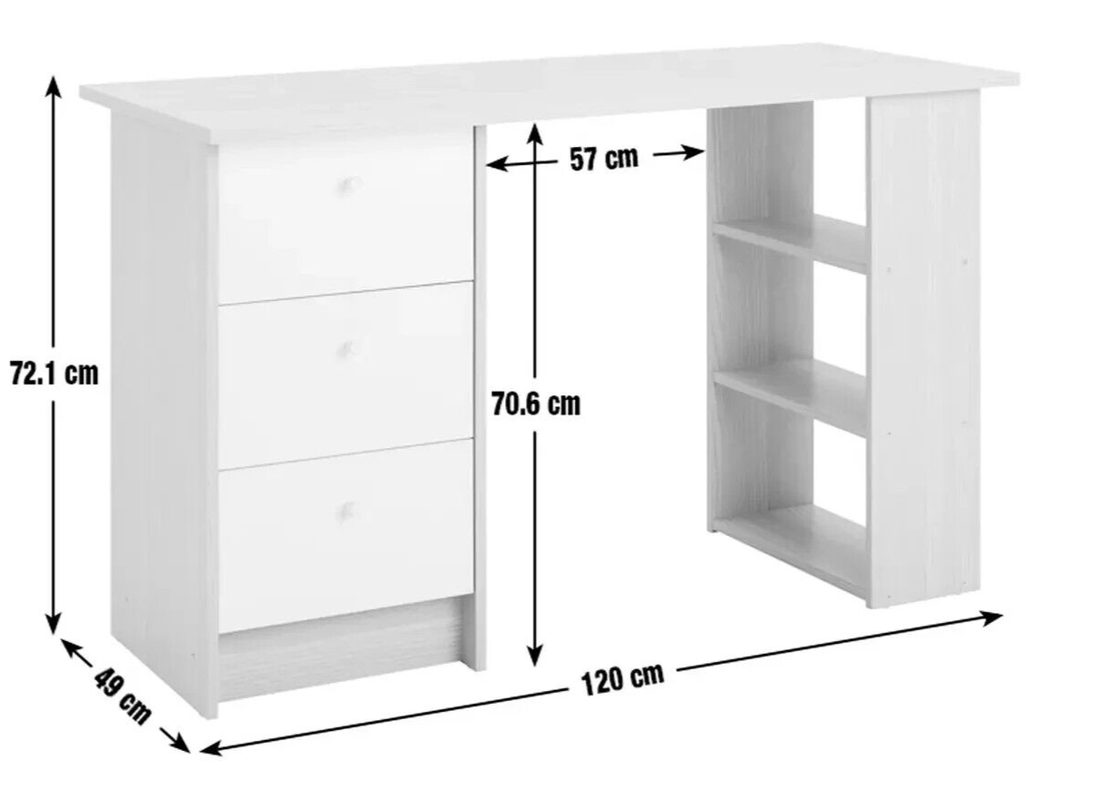 Kids Malibu 3 Drawers Desk - White and Acacia