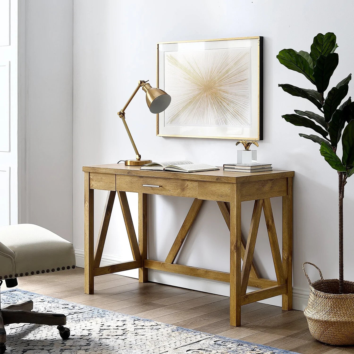 Walker Edison Modern Computer Desk With Drawer Storage - Rustic Reclaimed Wood