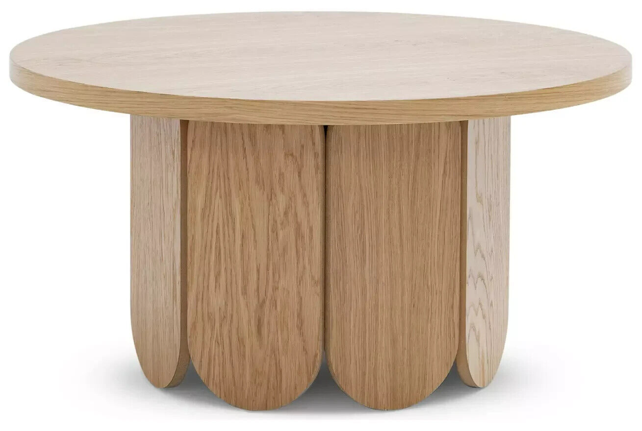 Habitat Flora Round Coffee Table - Oak | Modern Living Room Table with Storage S