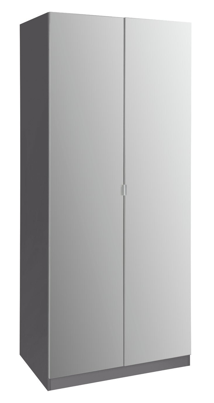 Habitat Munich 2 Door Mirror Wardrobe - Anthracite ( B Grade 33450 - 33437 )